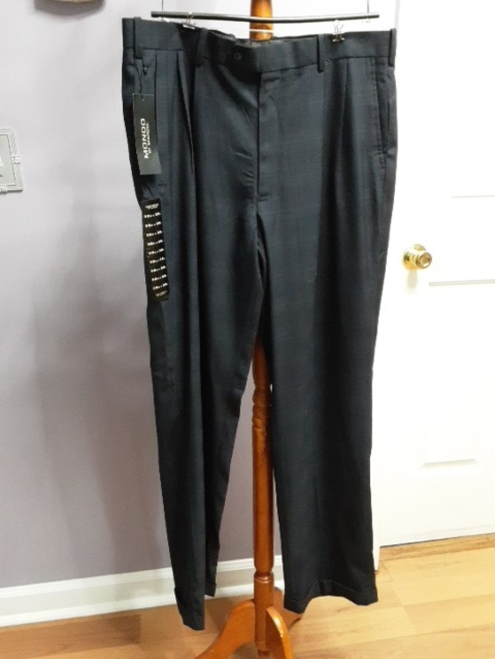 Classic Black Dress Pants by Mondo Di Marco Tailored Formal Trousers.